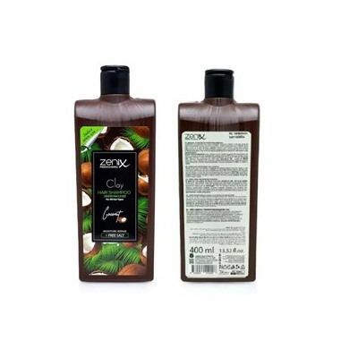 Шампунь для волос Zenix Professional с глиной и кокосовым маслом, 400 мл.