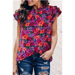 Multicolour Floral Print Tiered Ruffled Sleeve Blouse