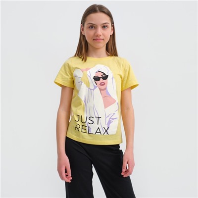 Пижама детская для девочки KAFTAN "Selfie", рост 134-140, желтый/черный