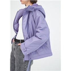 Куртка фиолетовая из экокожи с капюшоном
