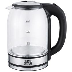 Чайник Homestar HS-1042 (1,8 л) стекло, пластик черный