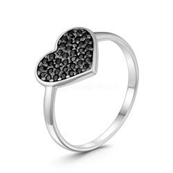 Кольцо женское из серебра с натуральной шпинелью родированное - Сердце 925 пробы К-7605р416