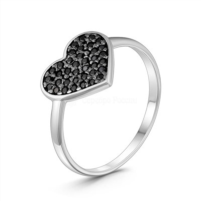 Кольцо женское из серебра с натуральной шпинелью родированное - Сердце 925 пробы К-7605р416