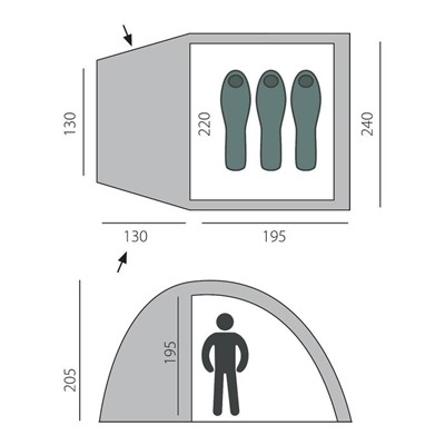 Палатка, серия Casmping Dome 3, зелёная, 3-местная