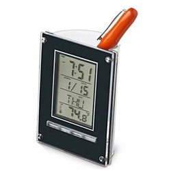 Часы-будильник "Подставка для ручек с метеостанцией"