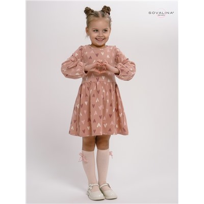 Платье Моана сердца на пудре 110/розовый/100% хлопок