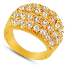 Кольцо (вставки: Цирконы, белые; покрытие: Золото, желтое)