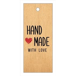 Бирка "HAND MADE" WITH LOVE, Бежевый (прямоугольная) 25х60 мм