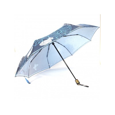 Зонт женский ТриСлона-L 3680 B,  R=60см,  суперавт;  8спиц,  3слож,   набивной "Эпонж",  панорамный,  синий 241645