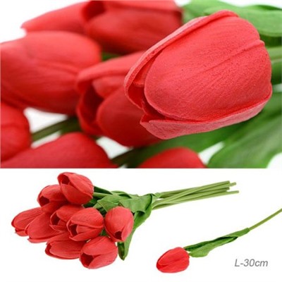 Цветок искусственный Тюльпан 30 см красные / 1205 /уп 10/200/1200/ латэкс