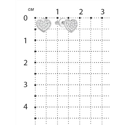 Серьги-пусеты из серебра с фианитами родированные 925 пробы 12-0462р