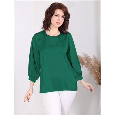 Блузка темно-зеленого цвета в романтическом стиле